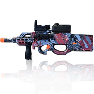 P90 Sølv/Rød/Sort Compact Gelblaster - Gevær - Gelblastershop.dk
